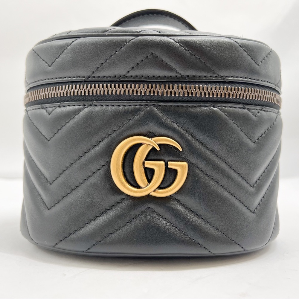 Gucci GG Marmont Mini Matelassé Black Leather Backpack New Authentic